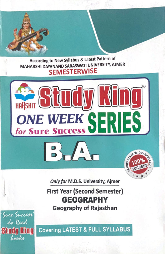Year 1 - B.A. Geography - Geography of Rajasthan ONE WEEK SERIES - MDSU