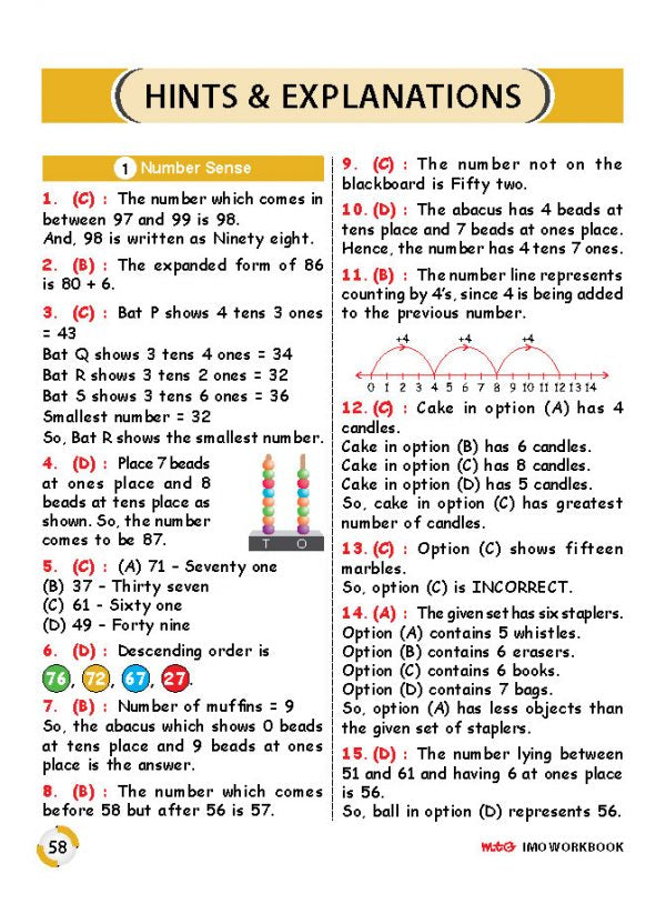 Class 1 IMO International Mathematics Olympiad Work Book - MTG