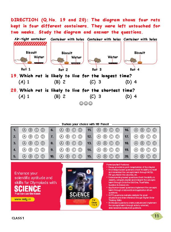 Class 1 NSO National Science Olympiad Work Book - MTG