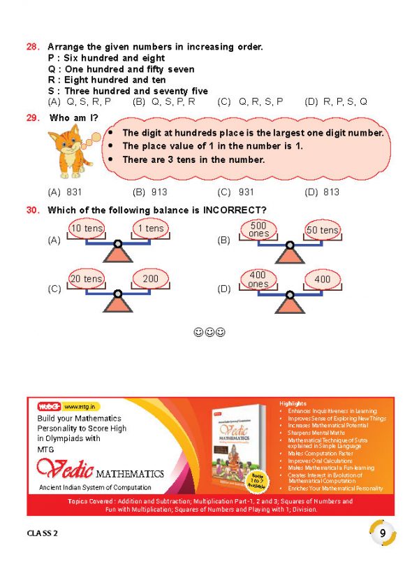 Class 2 IMO International Mathematics Olympiad Work Book - MTG