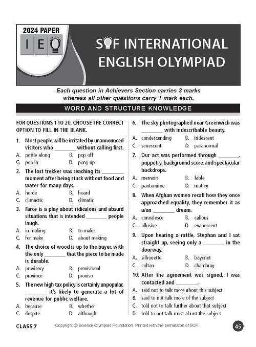 MTG IEO Olympiad Workbook Class 7 - Fast Rajasthan Delivery ₹109 Total