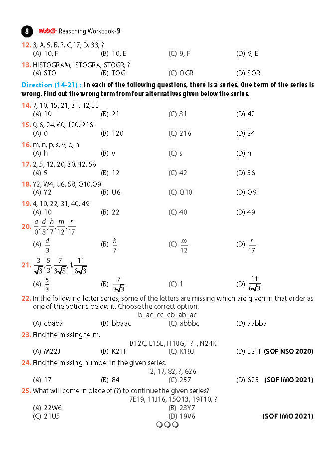 MTG Olympiad Reasoning Olympiad Workbook Class 9 - Fast Rajasthan Delivery ₹190 Total