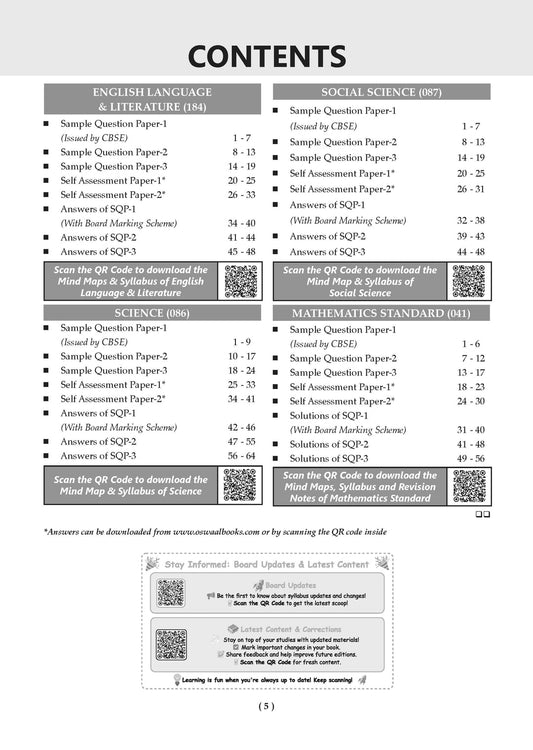 Oswaal 20 Combined Sample Question Papers Class 10 2026