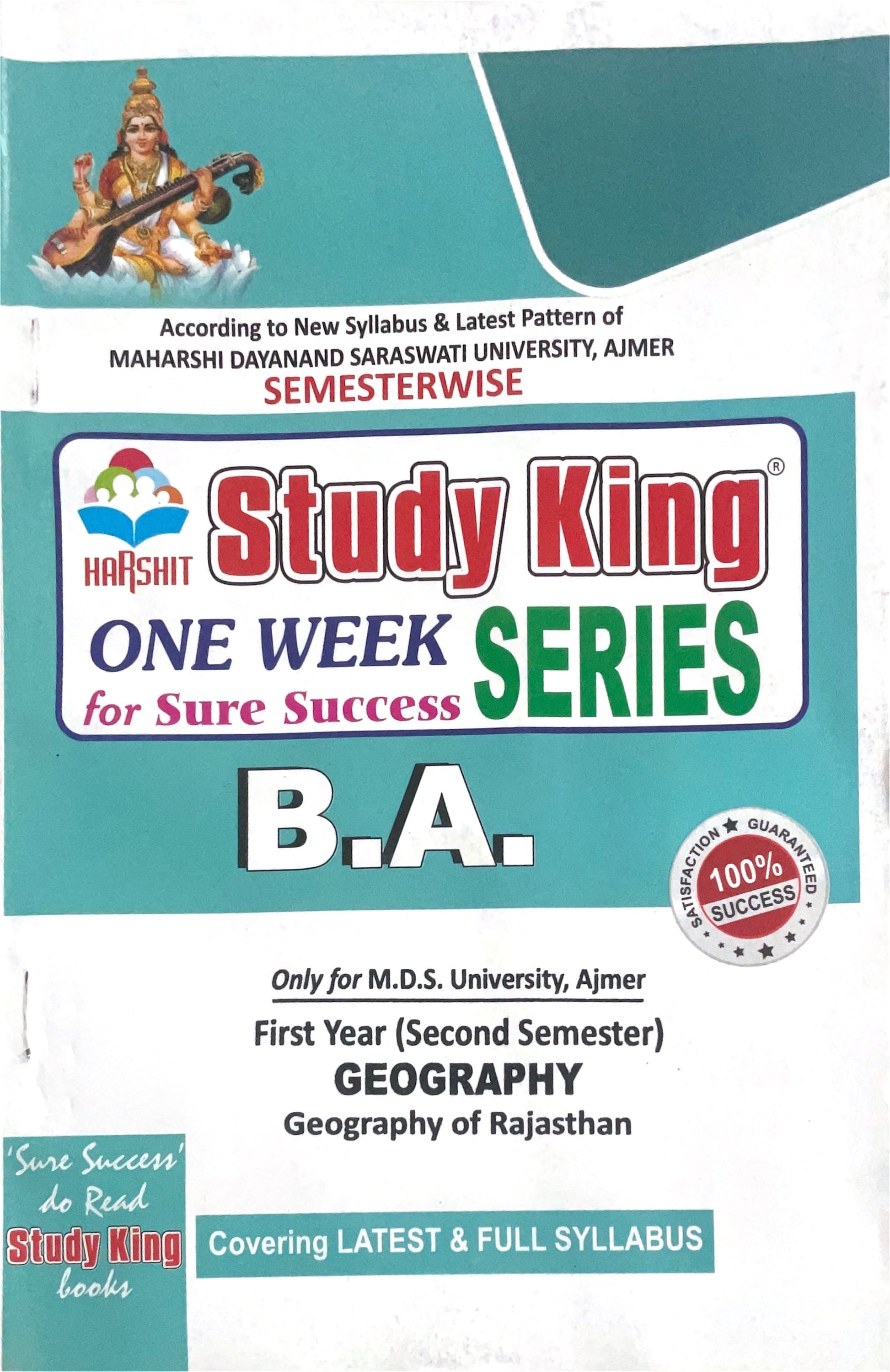 Year 1 - B.A. Geography - Geography of Rajasthan ONE WEEK SERIES - MDSU