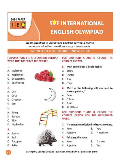Class 1 IEO International English Olympiad Workbook for 2025-26 Exam with MCQs and Achievers Section - MTG