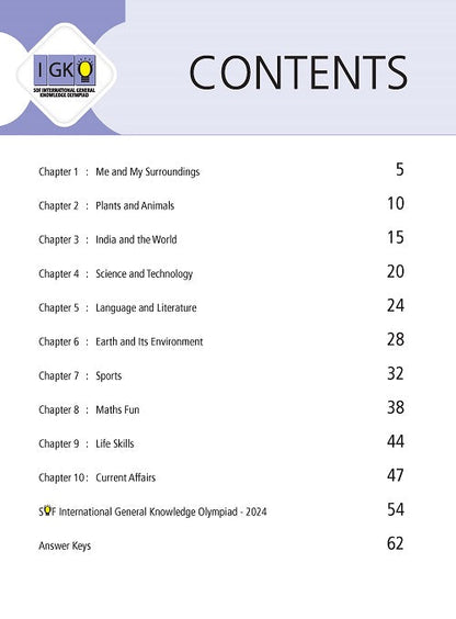 Class 1 IGKO International General Knowledge Olympiad Workbook for 2025-26 Exam with MCQs and Achievers Section - MTG