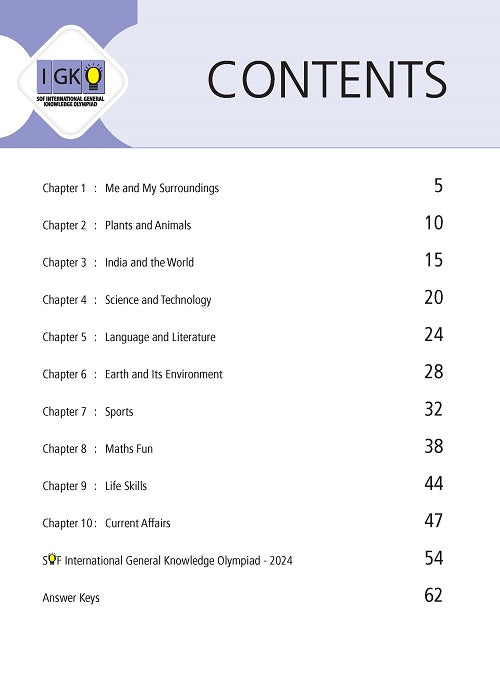 Class 1 IGKO International General Knowledge Olympiad Workbook for 2025-26 Exam with MCQs and Achievers Section - MTG