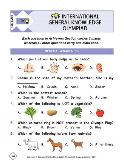 Class 1 IGKO International General Knowledge Olympiad Workbook for 2025-26 Exam with MCQs and Achievers Section - MTG
