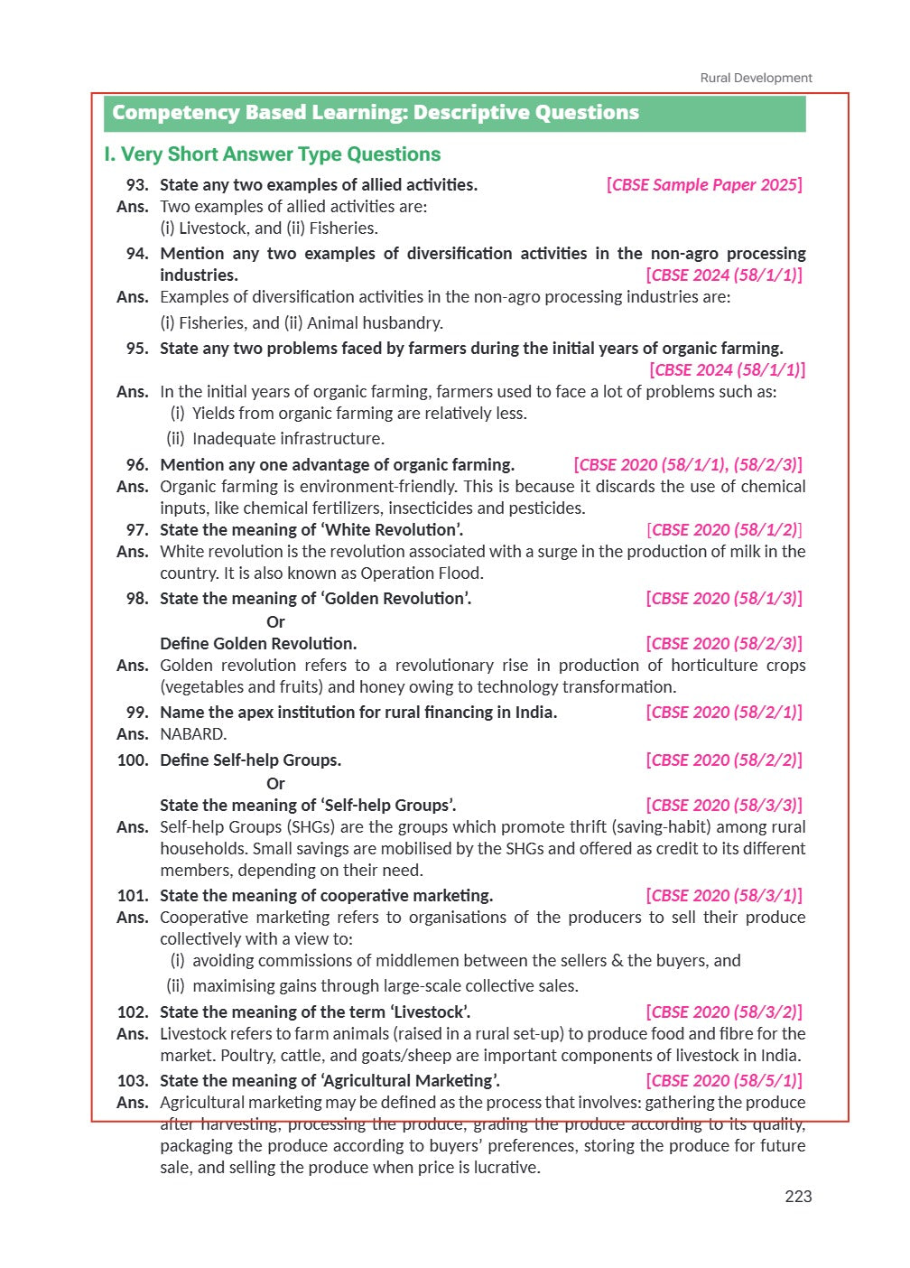 Class 12 Economics Indian Economic Development VK