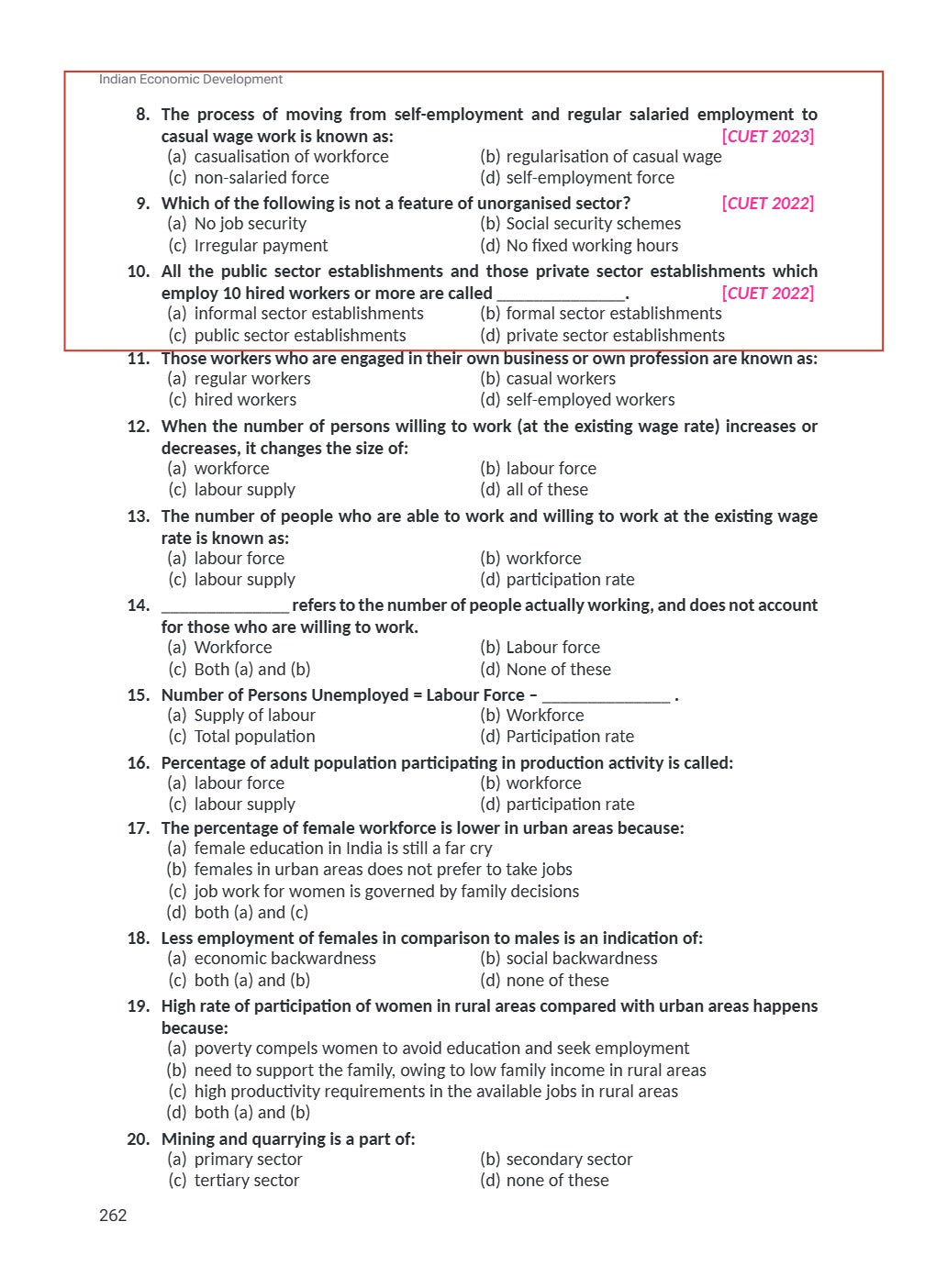 Class 12 Economics Indian Economic Development VK