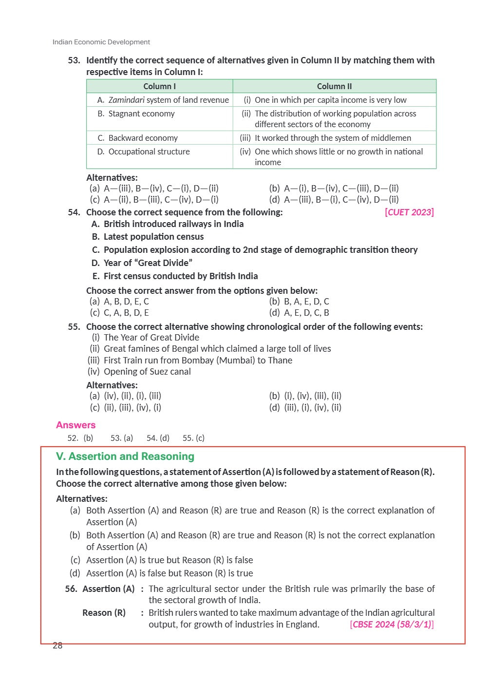 Class 12 Economics Indian Economic Development VK