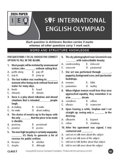 MTG IEO Olympiad Workbook Class 7 - Fast Rajasthan Delivery ₹109 Total